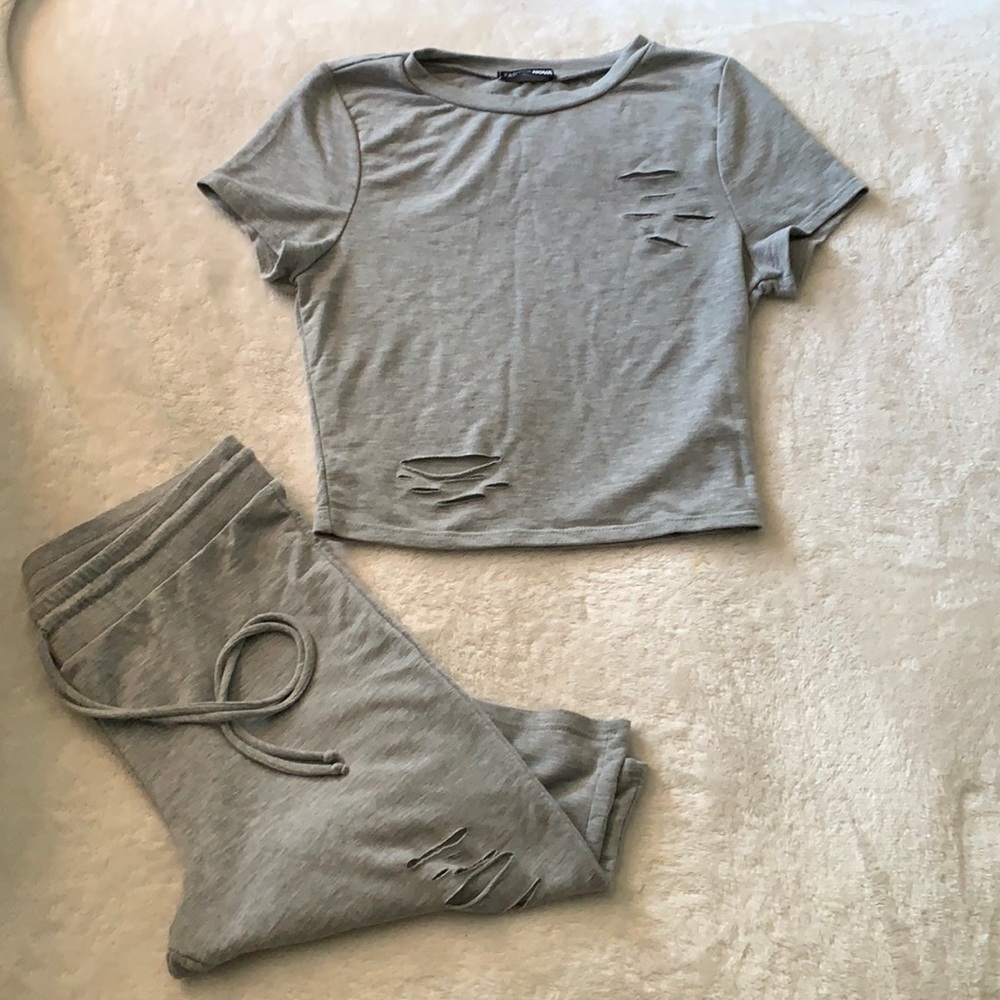 Grey Biker Shorts Set 🤍